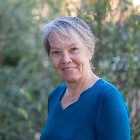 Woman in blue shirt